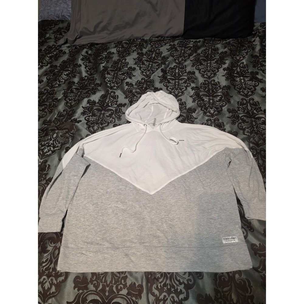 Calvin Klein Performance Womens‎ Hoodie Sweater Breathe Sz XL White Gray